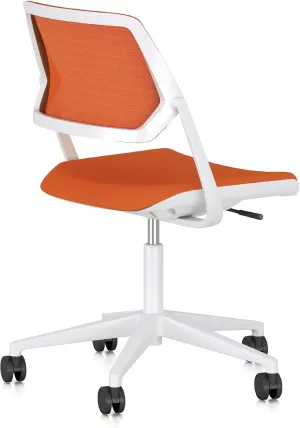Steelcase QiVi Office Chair - with Arms - Coconut Jay - Aluminum Base, Arctic White Frame