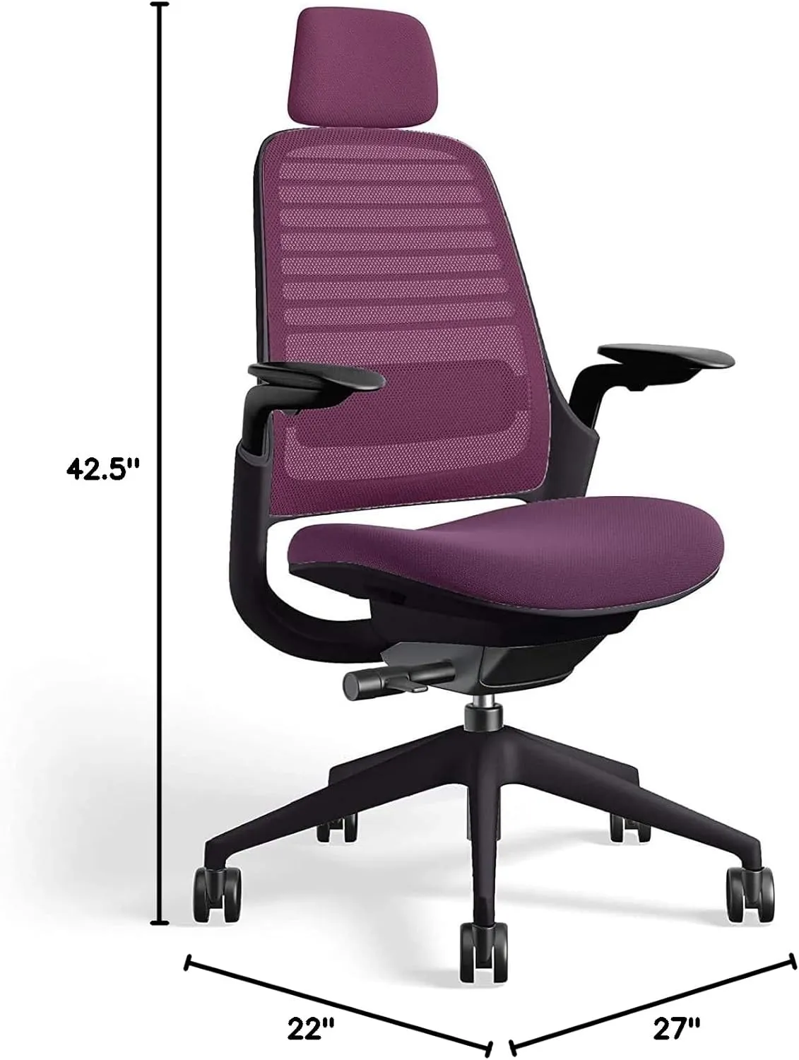 Steelcase Series 1 Office Chair with Headrest, Graphite Frame, Cogent Connect Concord, Hard Floor Casters