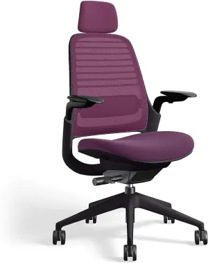 Steelcase Series 1 Office Chair with Headrest, Graphite Frame, Cogent Connect Concord, Hard Floor Casters