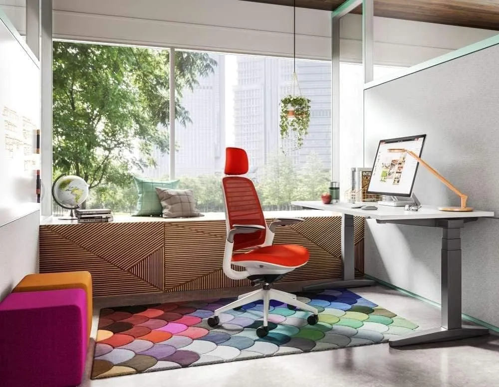 Steelcase Series 1 Office Chair with Headrest, Graphite Frame, Cogent Connect Concord, Hard Floor Casters