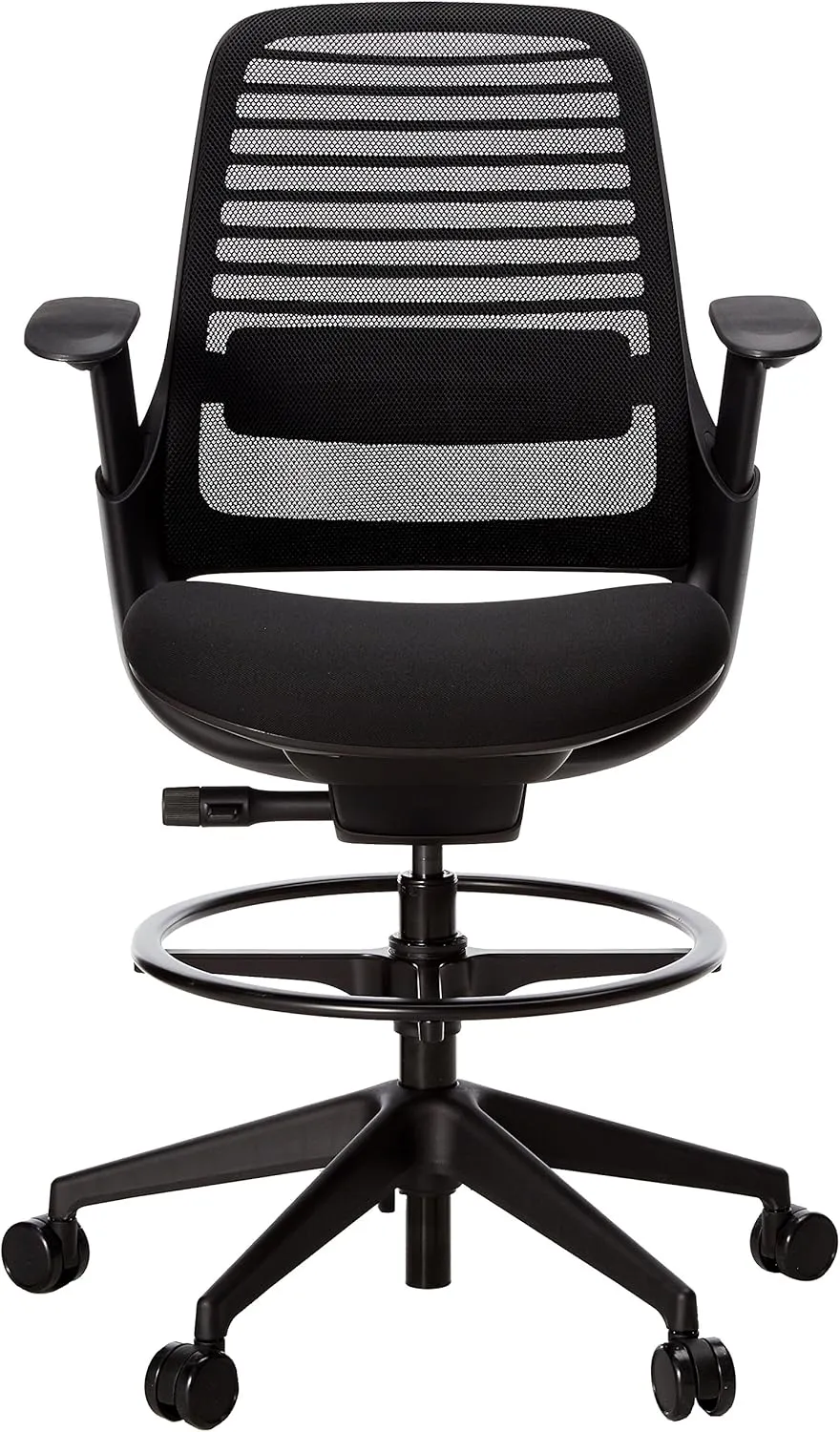 Steelcase Series 1 Stool Chair, Graphite Frame with 3D Microknit Fabric (Licorice)