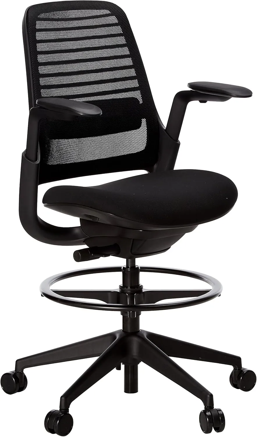 Steelcase Series 1 Stool Chair, Graphite Frame with 3D Microknit Fabric (Licorice)