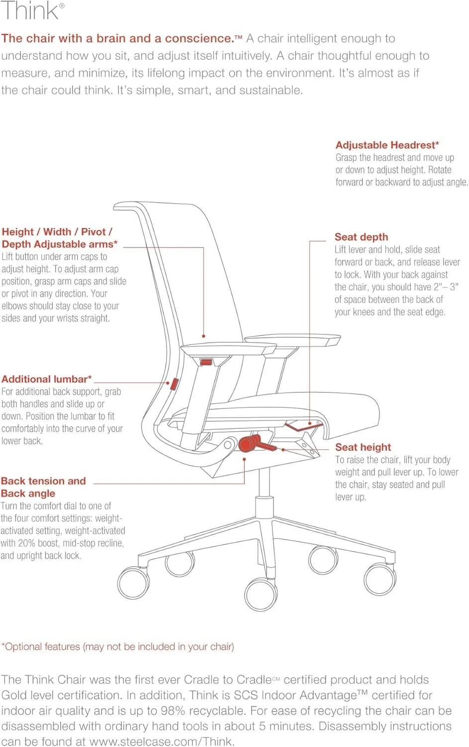Steelcase Think Navy Fabric Chair