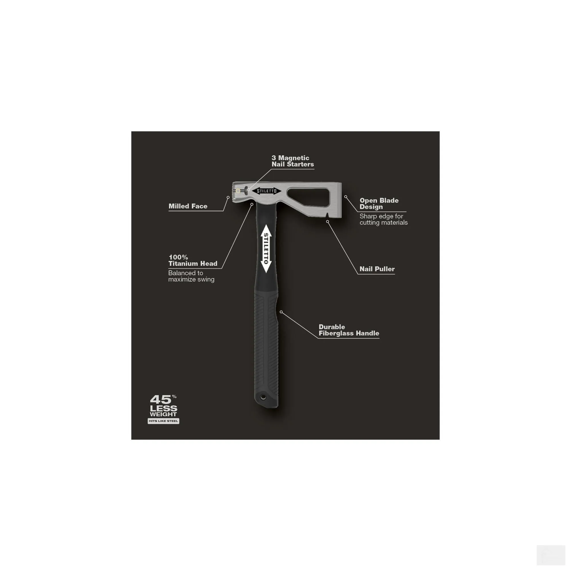 Stiletto 10oz Titanium Roofing/Lathers Hatchet [LATHAXE10-F]