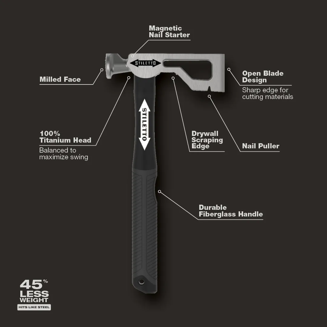 STILETTO 9 oz Titanium Drywall Hatchet