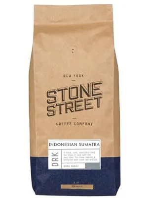 Stone Street Gourmet Coffee, Indonesian Sumatra Gayo Mountain, Single Origin, Ground, Dark Roast, 2 LB Bag