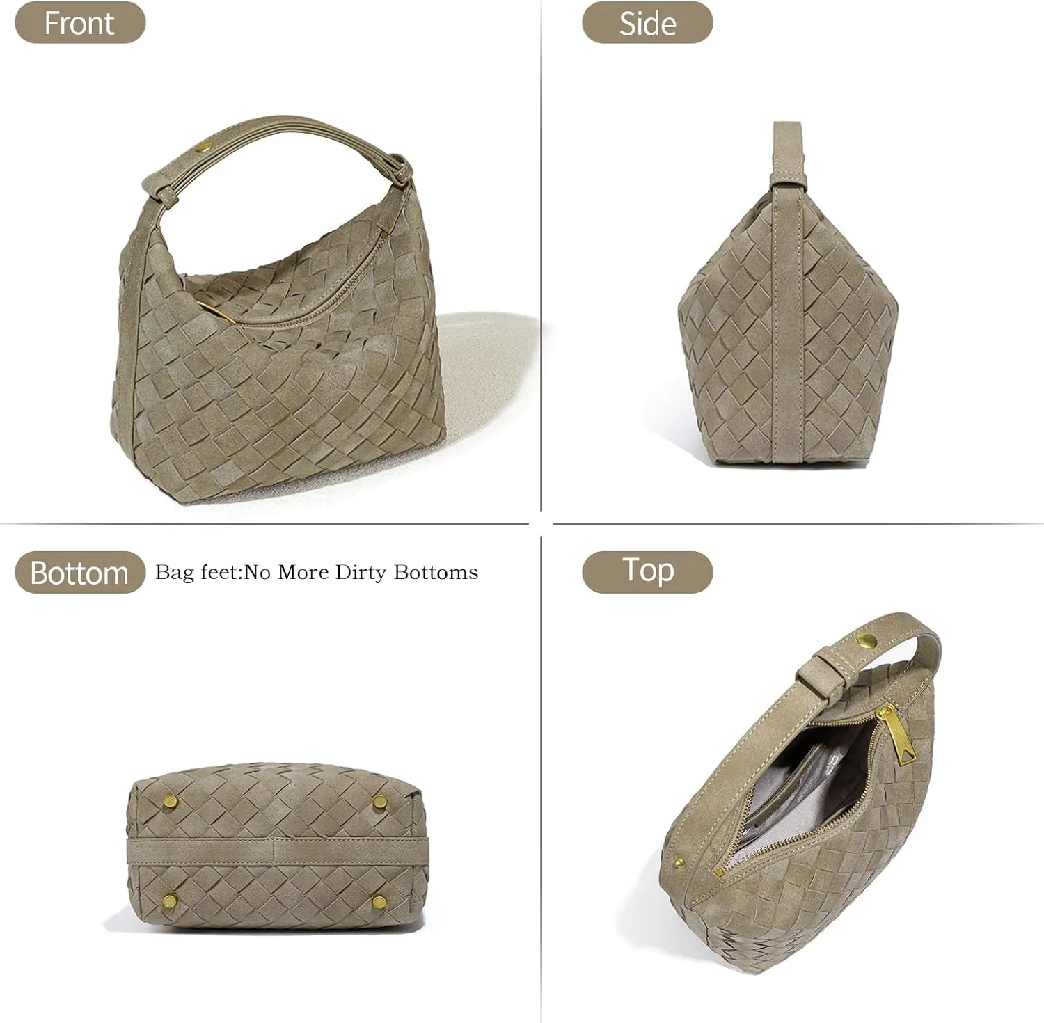 Suede Shoulder Bag for Women Top Handle Small Tote Bags Luxury Vegan Suede Handbag