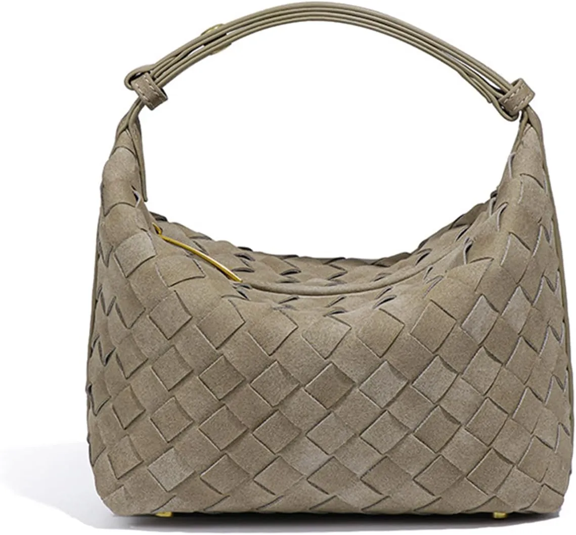 Suede Shoulder Bag for Women Top Handle Small Tote Bags Luxury Vegan Suede Handbag