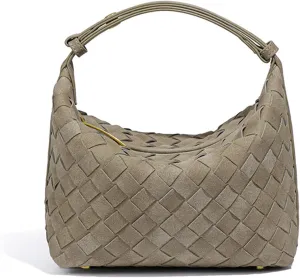 Suede Shoulder Bag for Women Top Handle Small Tote Bags Luxury Vegan Suede Handbag