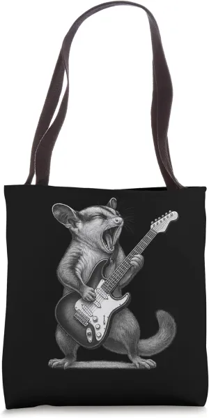 Sugar Glider Playing Guitar Rock Music Pet Lover Tote Bag