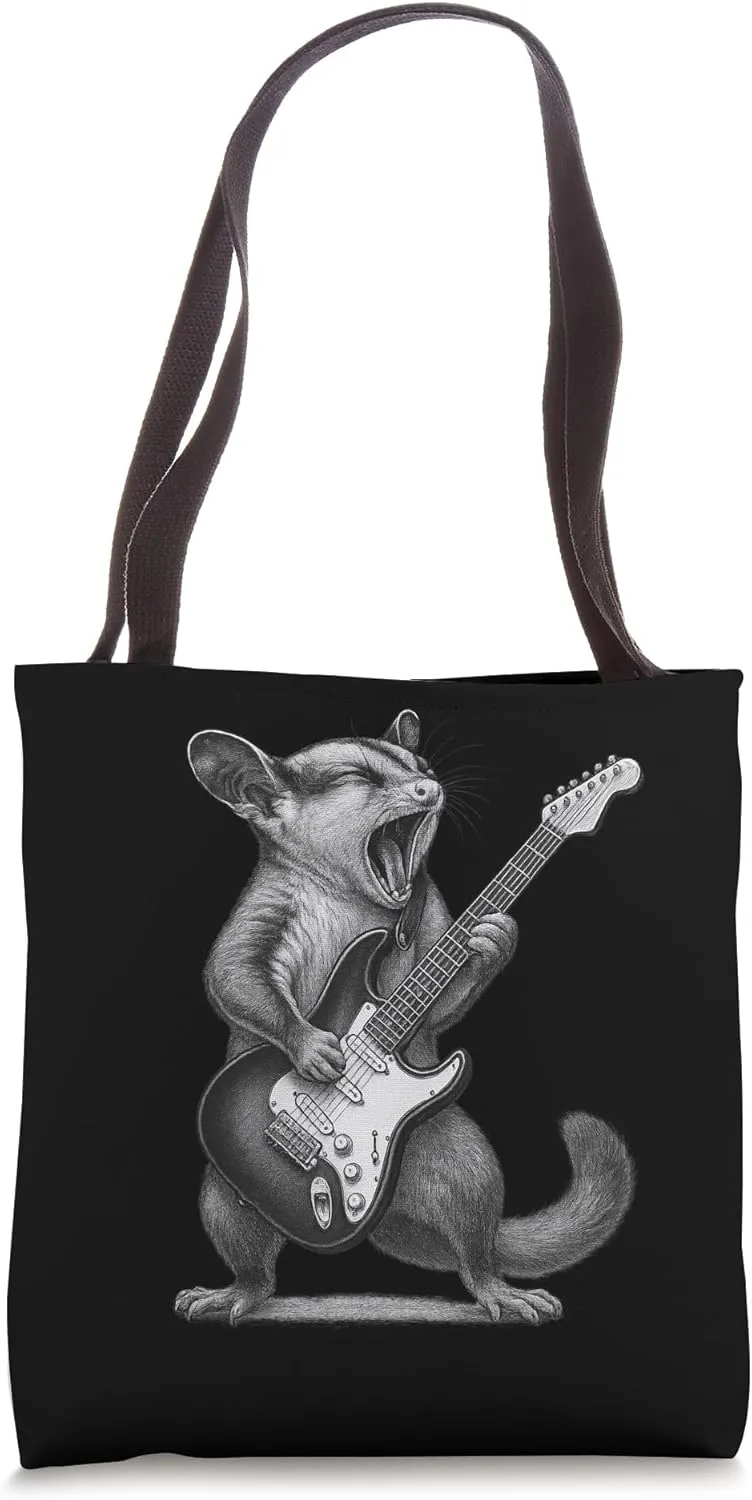 Sugar Glider Playing Guitar Rock Music Pet Lover Tote Bag