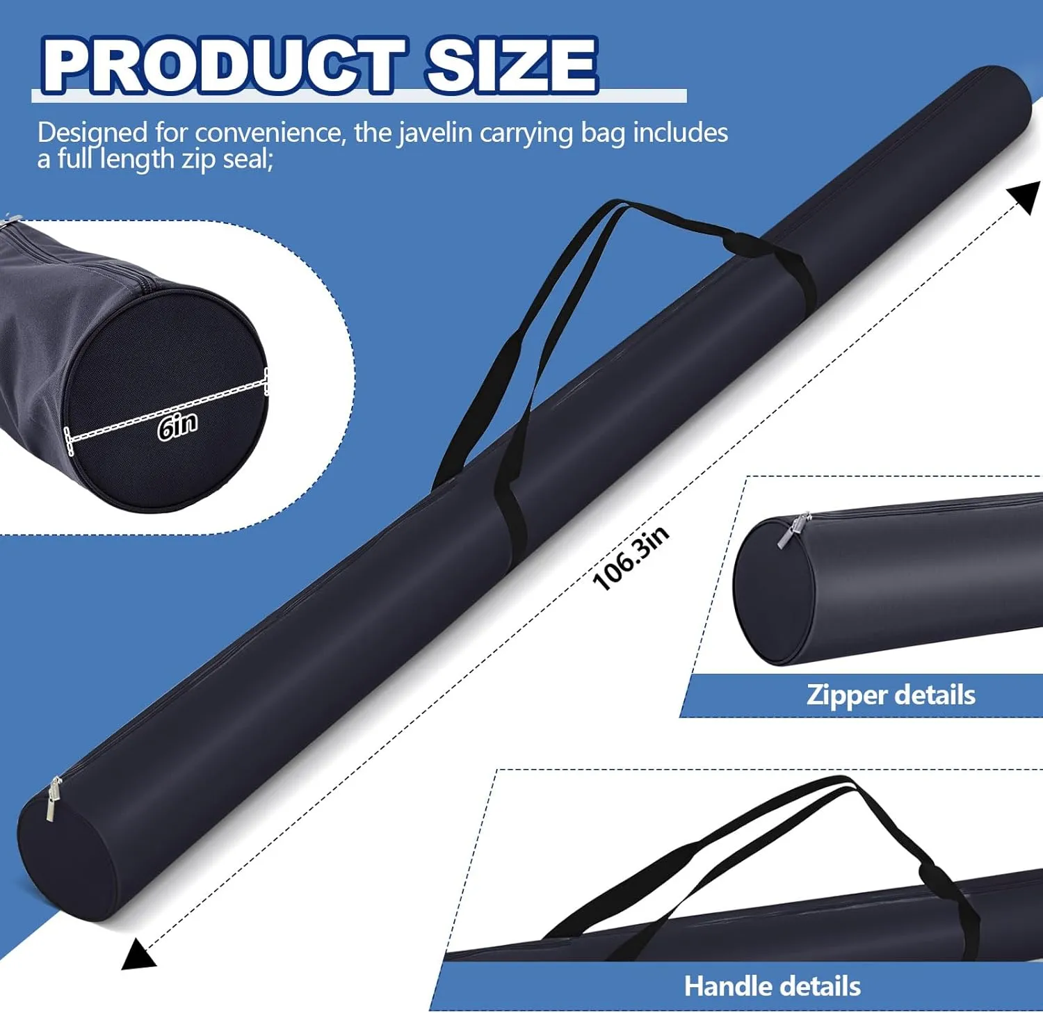 Summer Javelin Carrying Bag Heavy Duty Polyester Fabric Javelin Bag for Track and Field Throwing Equipment, Hold Up to 10 Javelins