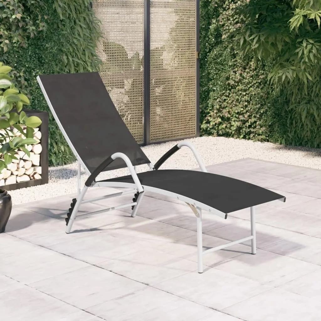 Sun Lounger Textilene and Aluminum Blackoutdoor Lounge Chairs Tanning Chair Camping Chairs Recliner chairSuitable for Gardens, courtyards