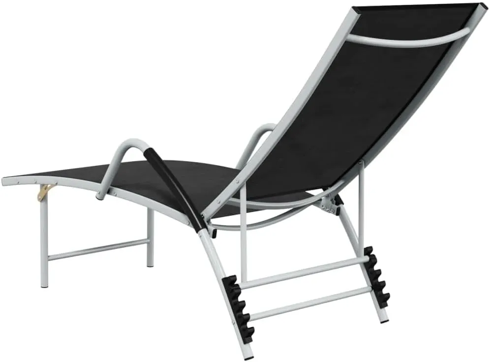 Sun Lounger Textilene and Aluminum Blackoutdoor Lounge Chairs Tanning Chair Camping Chairs Recliner chairSuitable for Gardens, courtyards