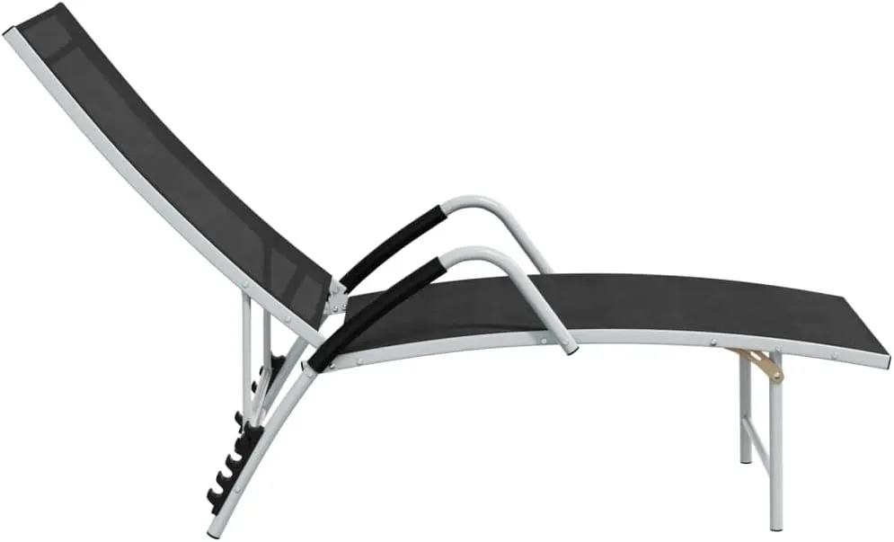 Sun Lounger Textilene and Aluminum Blacktanning Chair Camping Chairs Recliner Patio Suitable for Garden Courtyard