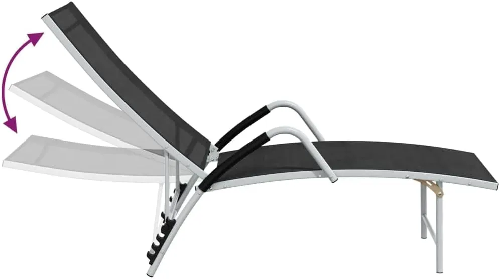 Sun Lounger Textilene and Aluminum Blacktanning Chair Camping Chairs Recliner Patio Suitable for Garden Courtyard