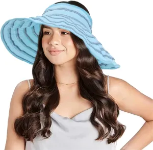 Sun Visor for Women Summer UV Protection Wide Brim Roll Up Beach Hat Adjustable Topless Hats