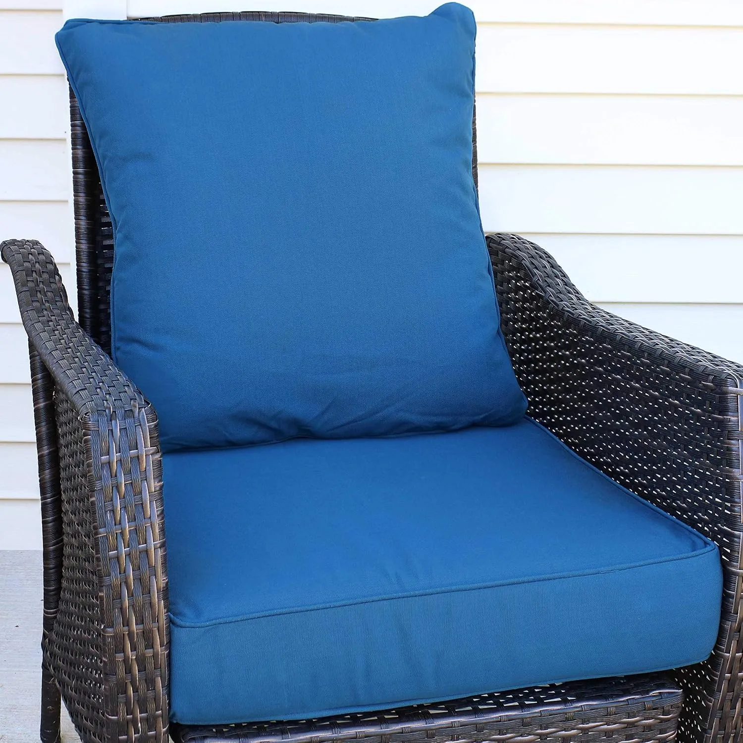 Sunnydaze 2-Piece Outdoor Back and Seat Cushion Set for Deep Seating Patio Chair - Blue