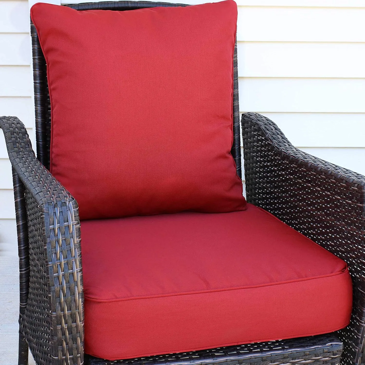 Sunnydaze 2-Piece Outdoor Back and Seat Cushion Set for Deep Seating Patio Chair - Red