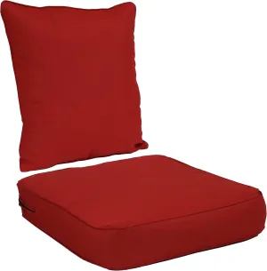Sunnydaze 2-Piece Outdoor Back and Seat Cushion Set for Deep Seating Patio Chair - Red
