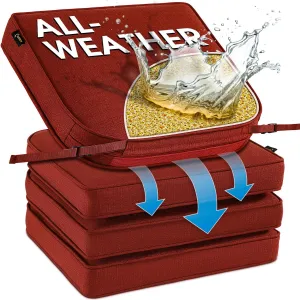SUNROX DryFast Foam Outdoor Chair Cushion with DryMesh Drainage, All-Weather FadeShield Water Resistant Patio Furniture Cushions, Ultra Durable Patio Chair Cushions 17"x16", 4 Pack Burgundy