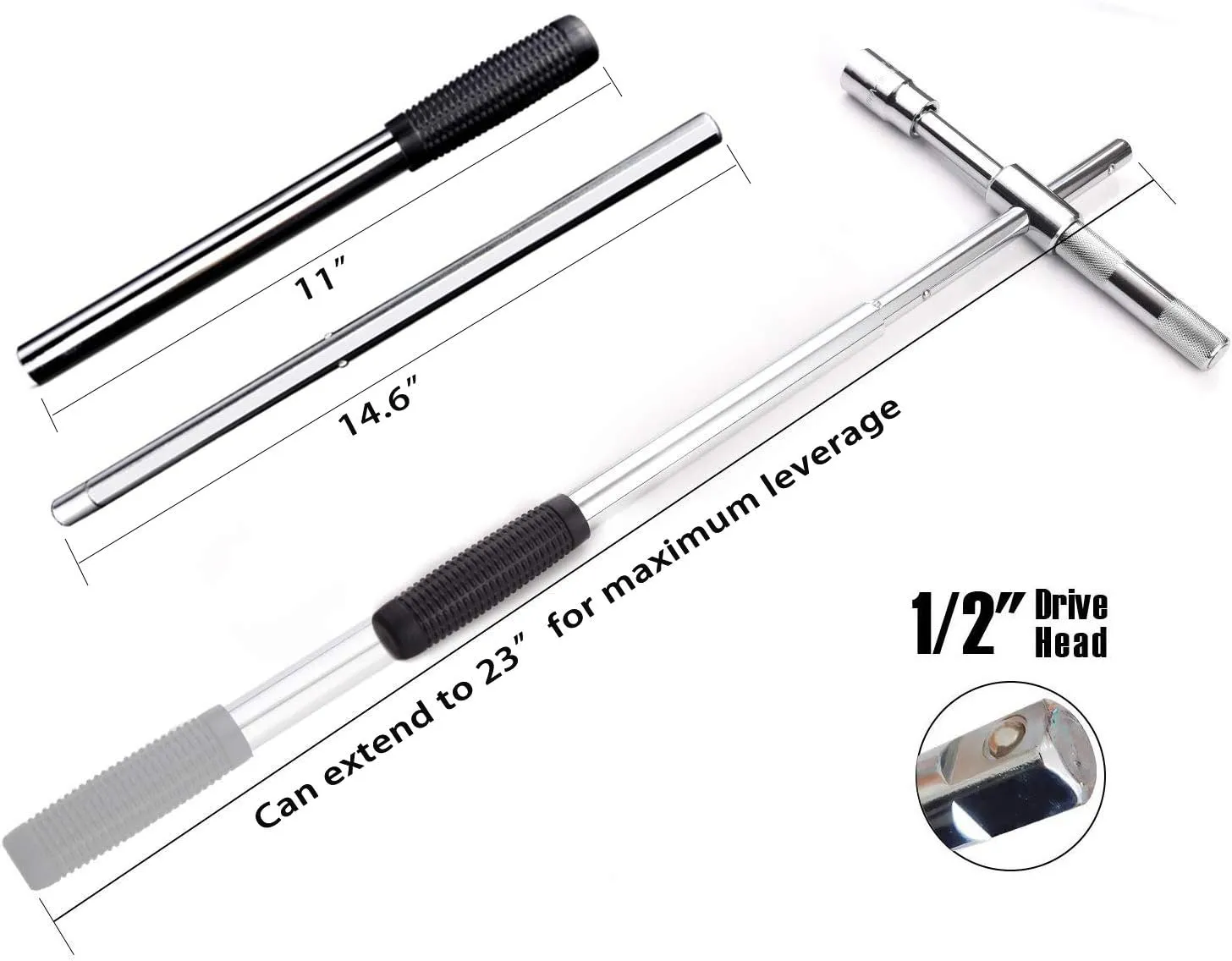 Sutekus Universal Extended Lug Wrench Tire Iron Lugnut Wrench Set Heavy Duty Socket Wrench with Storage Bag