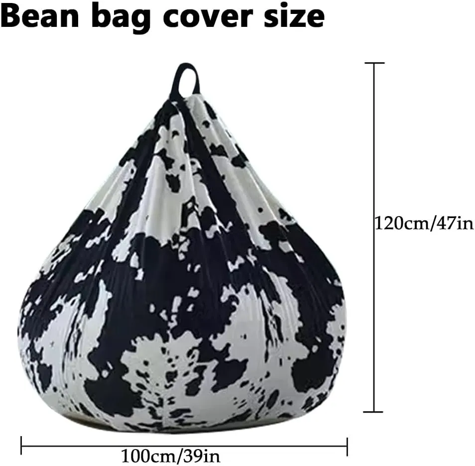 SXB Cyan Bean Bag Chair Cover - Cow Printed Plush Animal Storage - Suitable for Adults and Kids - Decorate Balcony or Living Room (Leopard Print)