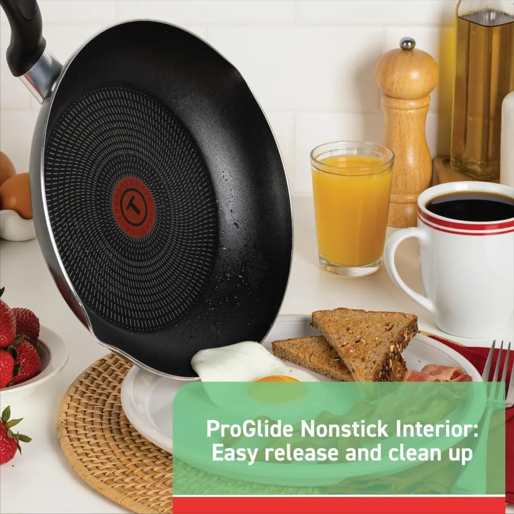 T-fal Initiatives Nonstick Cookware Set 18 Piece, Oven Broiler Safe 350F, Kitchen Cooking Set w/Fry Pans, Saucepans, Stockpots, Skillet, Spoons, Lids Pots and Pans Set Non Stick Dishwasher Safe Black