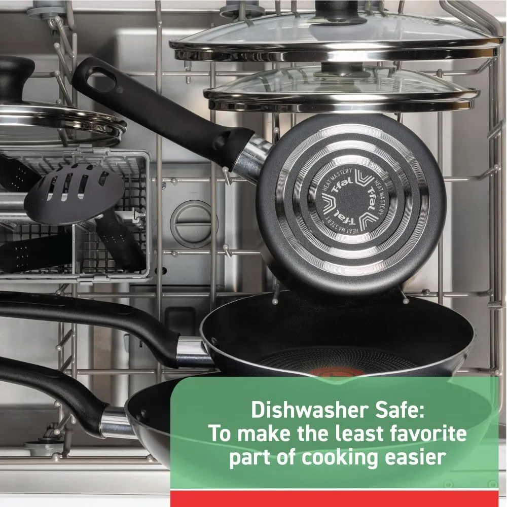 T-fal Initiatives Nonstick Stockpot 8 Quart Oven Safe 350F Cookware, Pots and Pans, Dishwasher Safe Black