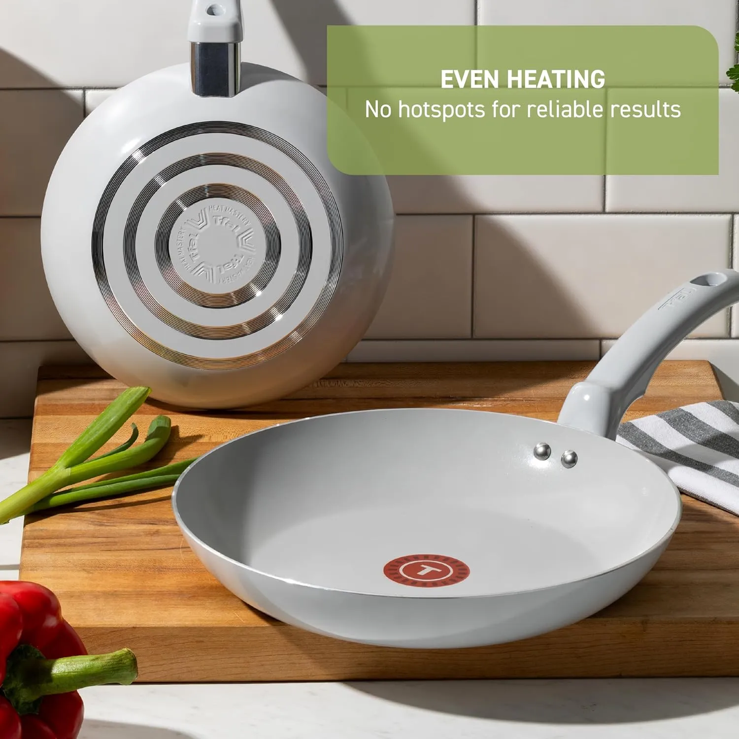 T-Fal Refresh Ceramic Nonstick Cookware Set, 20-Piece, Made without PFOA and PTFE, Oven and Broiler Safe up to 350°F, Includes Stockpot, Griddle, Frying Pans, and Utensils, Pots and Pans, Mint Green
