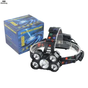 T6 XPE LED Head Lamp 50W Zoomable Headlamp 5leds Headlight Tube Torch LED Flashlight Car Charger 18650 Batteries High-lights