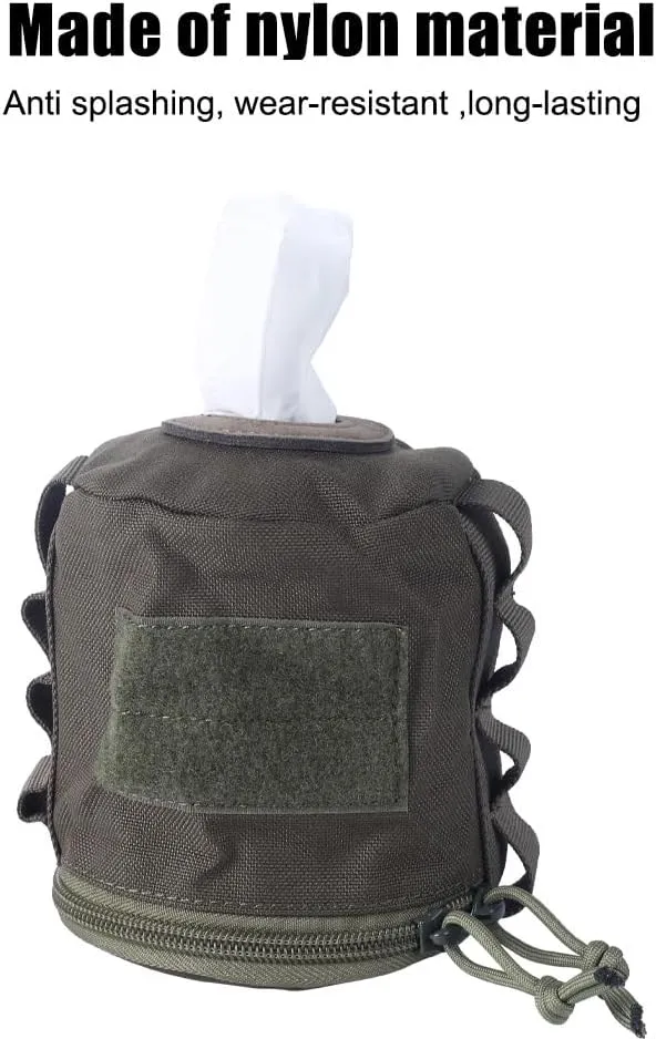 Tactical Toilet Paper Holder, Waterproof Toilet Roll Paper Bag Toilet Paper Storage Pouch with Side Webbing for Camping Hiking Picnics