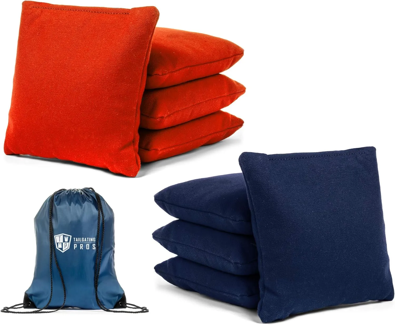 Tailgating Pros Set of 8 Cornhole Bean Bags Made with Regulation Duck Cloth- Choose Corn Filled, All Weather Filled, or Pro Style (Tote Bag Included)