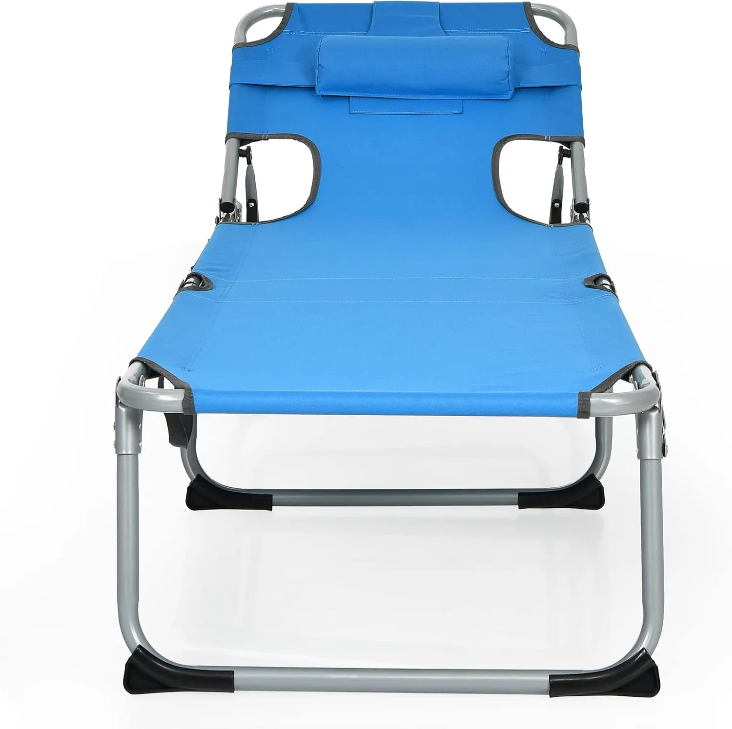 Tangkula Beach Chaise Lounge Chair with Hole for Face, Patio Folding Adjustable Reclining Beach Sunbathing Chair with Side Pocket, Portable Face Down Tanning Chair for Outdoor Backyard Poolside(1)