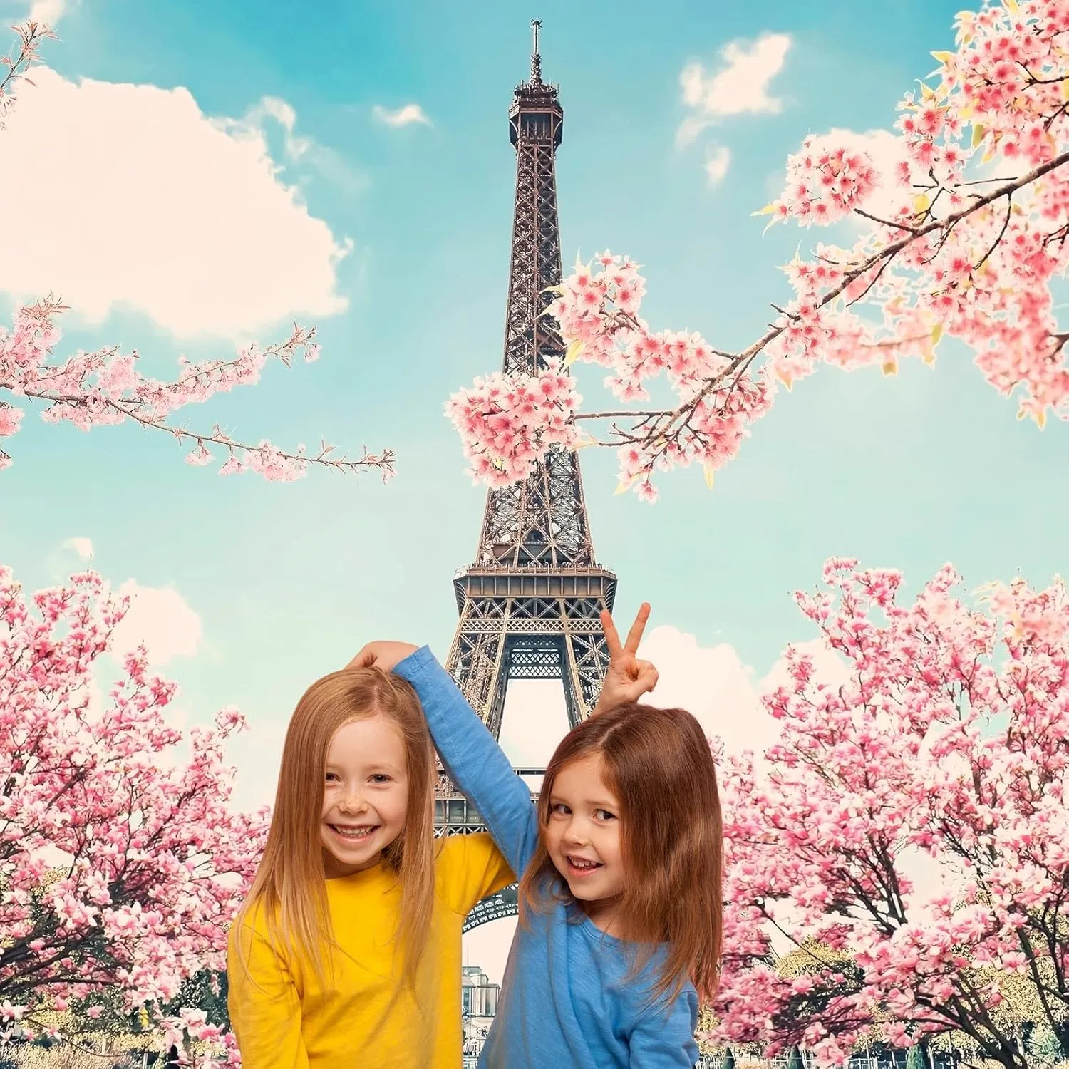 The Eiffel Tower Background Paris Cityscape Outdoor Vacation Theme Photography Backdrop Exquisite Leaves Green Grass Backdrops Travel Wedding Decor Lover Children Adults Studio Prop 10x8ft