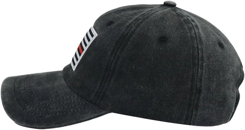 Thin Red Line American Flag Hat, Cotton Adjustable Embroidered Firefighter Baseball Cap for Men Women