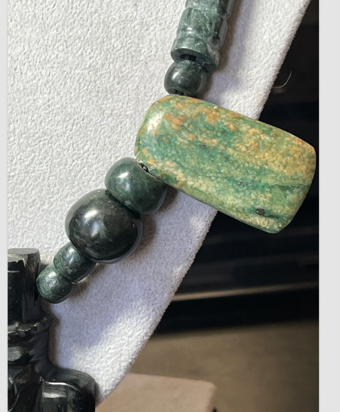 Tlaloc Aztec Rain God Necklace Pendant Beads, Guatemalan Jade, Indigenous (#38)