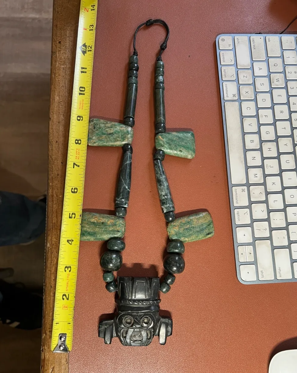 Tlaloc Aztec Rain God Necklace Pendant Beads, Guatemalan Jade, Indigenous (#38)