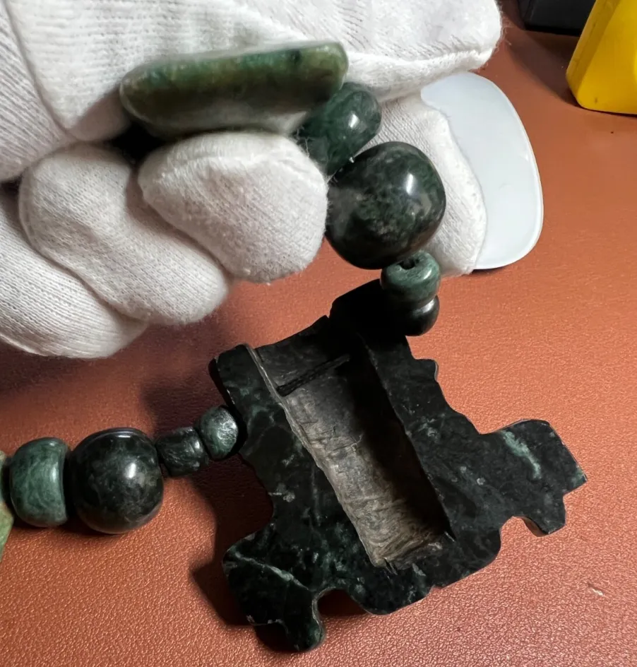 Tlaloc Aztec Rain God Necklace Pendant Beads, Guatemalan Jade, Indigenous (#38)