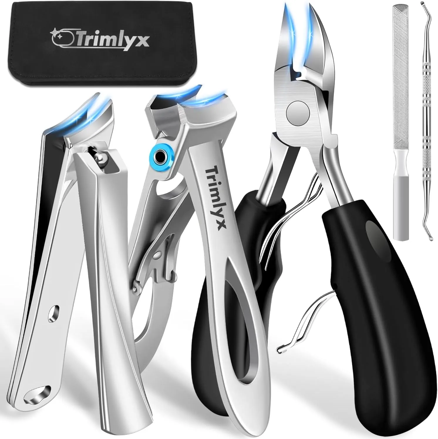 Toenail Clippers for Thick Toenails, Trimlyx Heavy Duty Toe Nail Clippers for Thick Nails for Seniors, Ingrown Nail Clippers for Men, Large Slanted Nail Clippers for Seniors Thick Nails 5Pcs