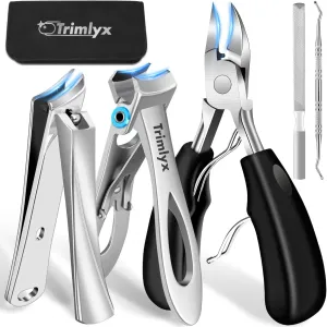 Toenail Clippers for Thick Toenails, Trimlyx Heavy Duty Toe Nail Clippers for Thick Nails for Seniors, Ingrown Nail Clippers for Men, Large Slanted Nail Clippers for Seniors Thick Nails 5Pcs