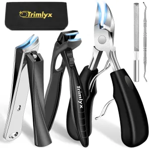 Toenail Clippers for Thick Toenails, Trimlyx Ingrown Toe Nail Clippers for Thick Nails for Seniors, Heavy Duty Nail Clippers for Men, Angled Head Large Toenail Clippers for Seniors 5Pcs