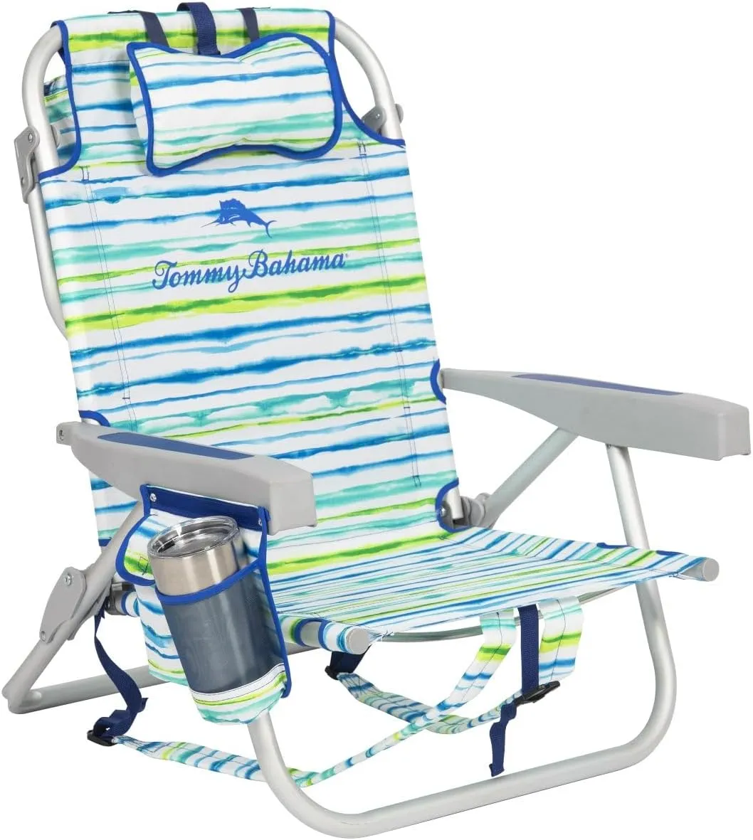 Tommy Bahama 5 Position Beach Chair (White Stripes)
