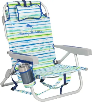 Tommy Bahama 5 Position Beach Chair (White Stripes)