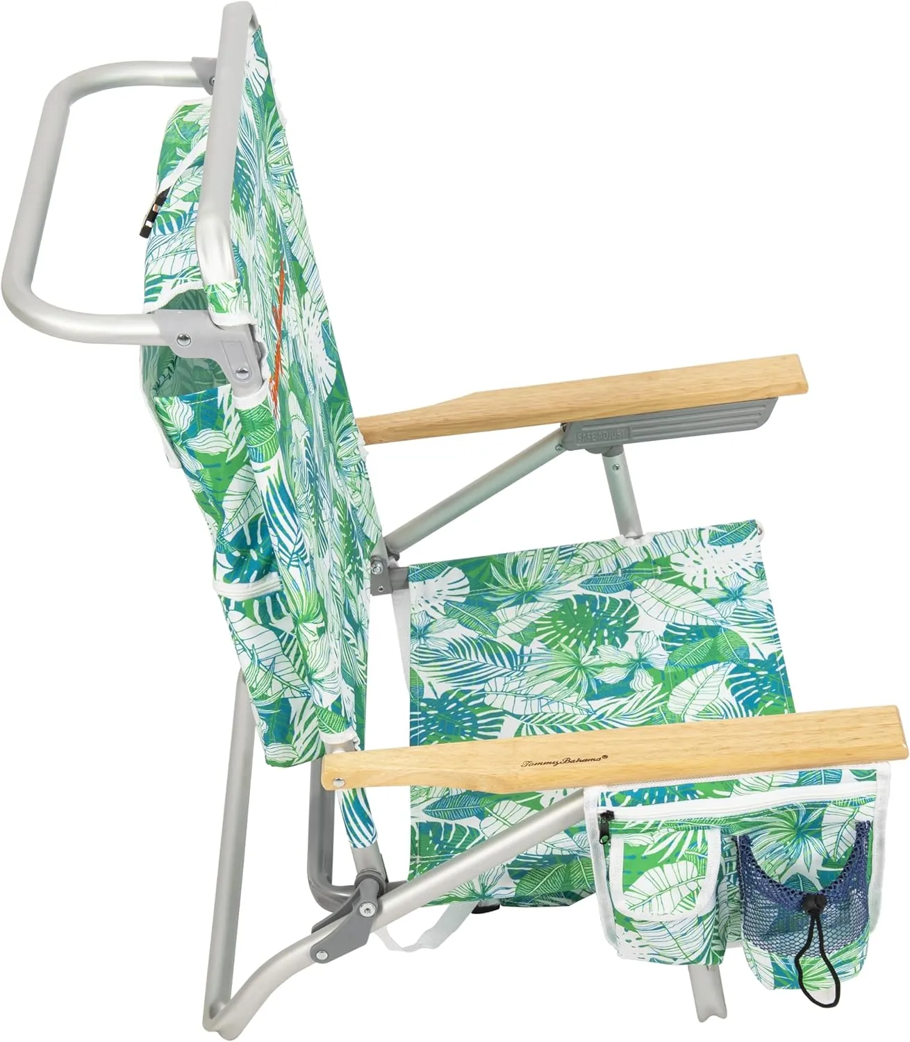 Tommy Bahama 5-Position Classic Lay Flat Backpack Beach Chair with Cooler and Cup Holder, Portable Folding Beach Chair for Tanning, Tropical Leaves