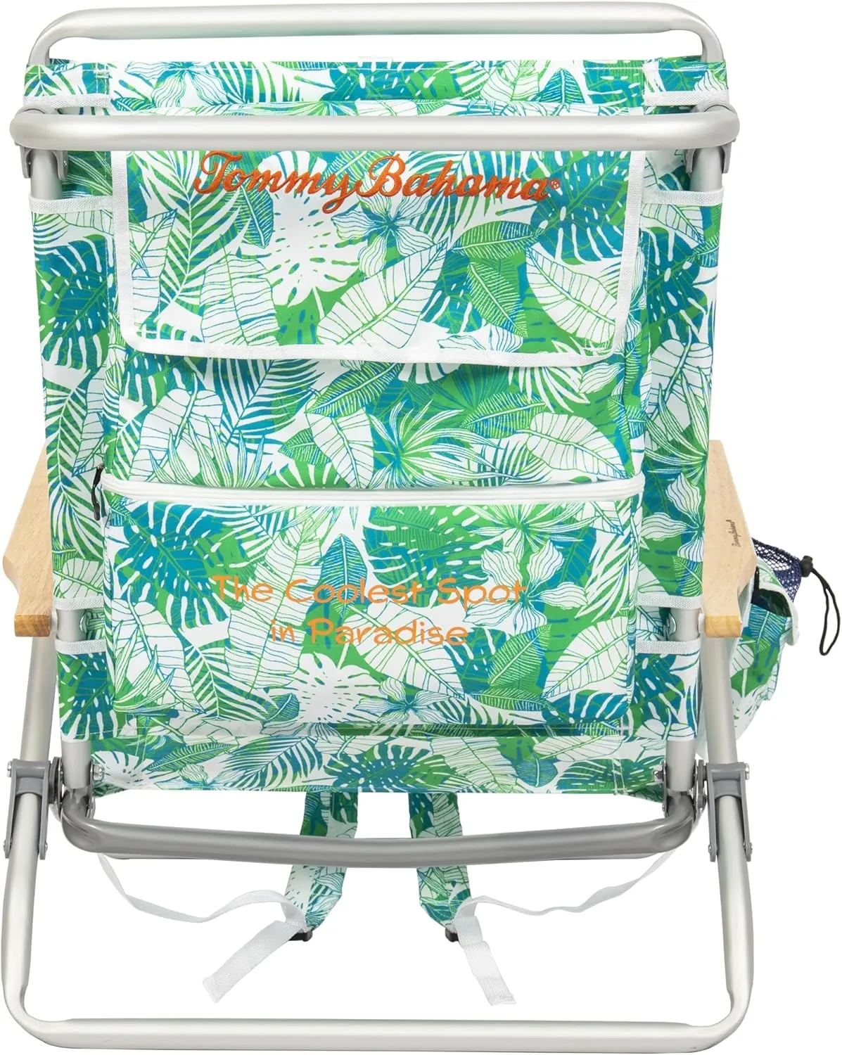 Tommy Bahama 5-Position Classic Lay Flat Backpack Beach Chair with Cooler and Cup Holder, Portable Folding Beach Chair for Tanning, Tropical Leaves