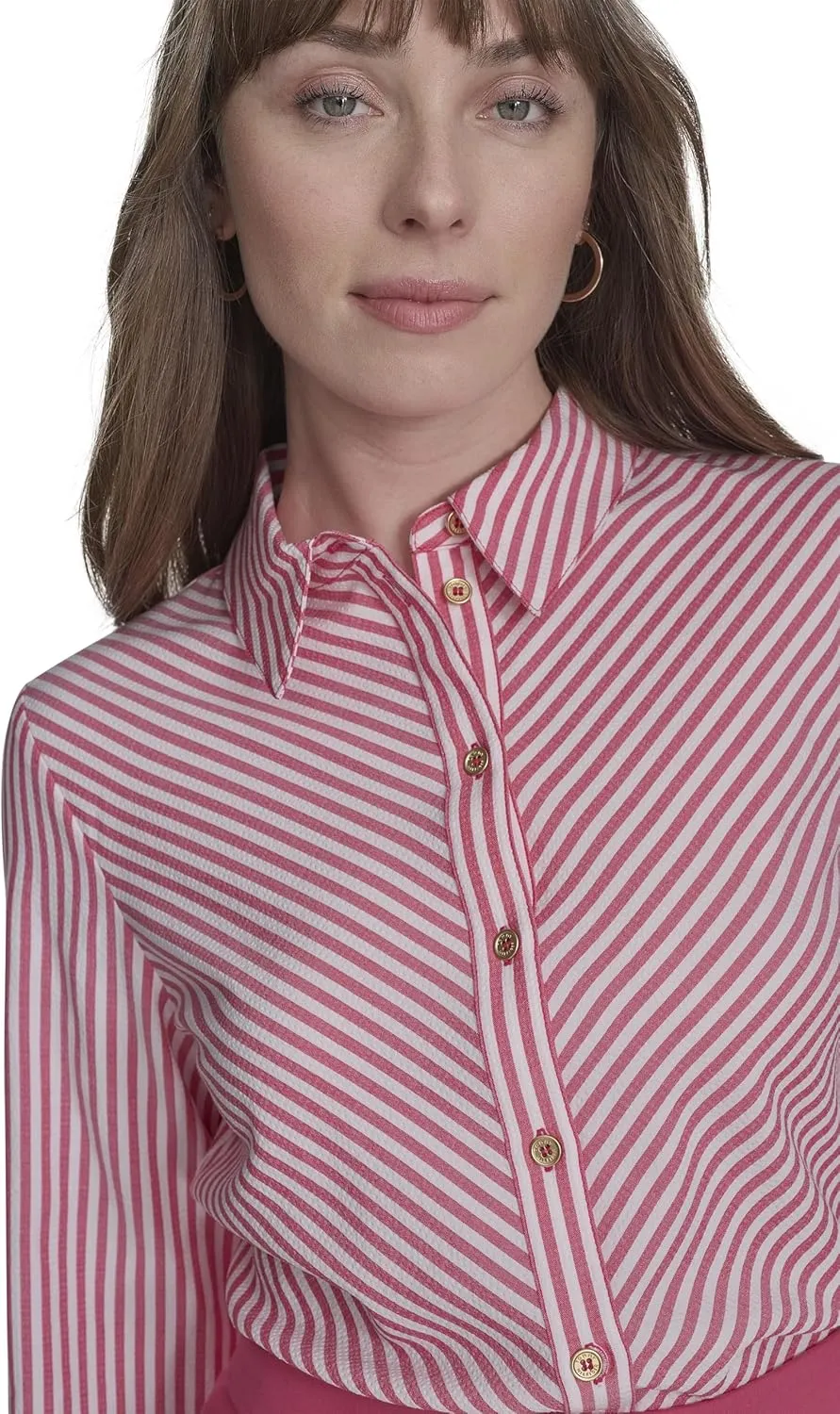 Tommy Hilfiger Women's Long Sleeve Button Up Collared Shirt