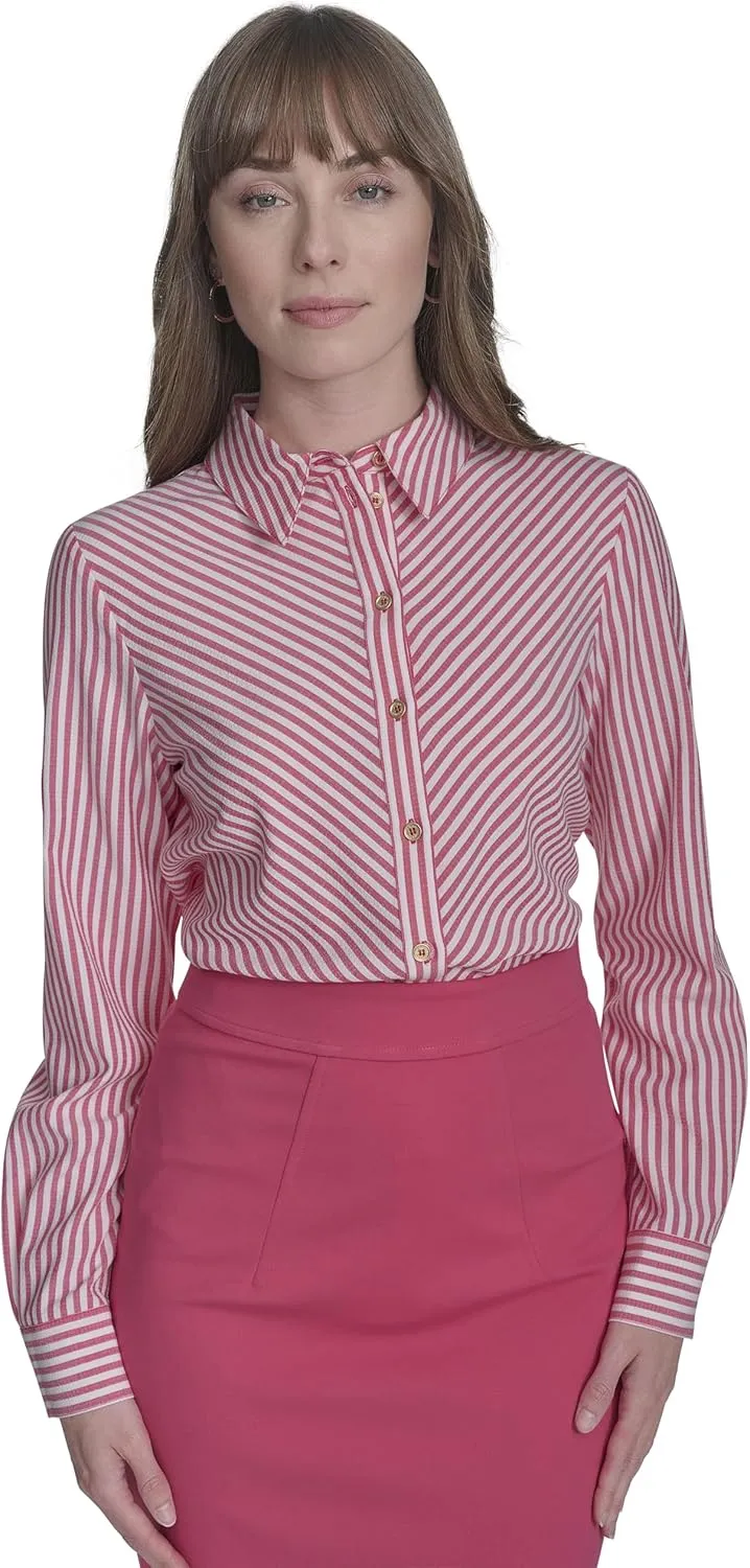Tommy Hilfiger Women's Long Sleeve Button Up Collared Shirt
