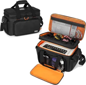 Travel Carry Bag Compatible with Positive Grid Spark 40 Amp, Double Layer Gig Bag with Multiple Pockets for Accessories, Music Gear Case with Handle Strap and Non-slip Bottom, Black