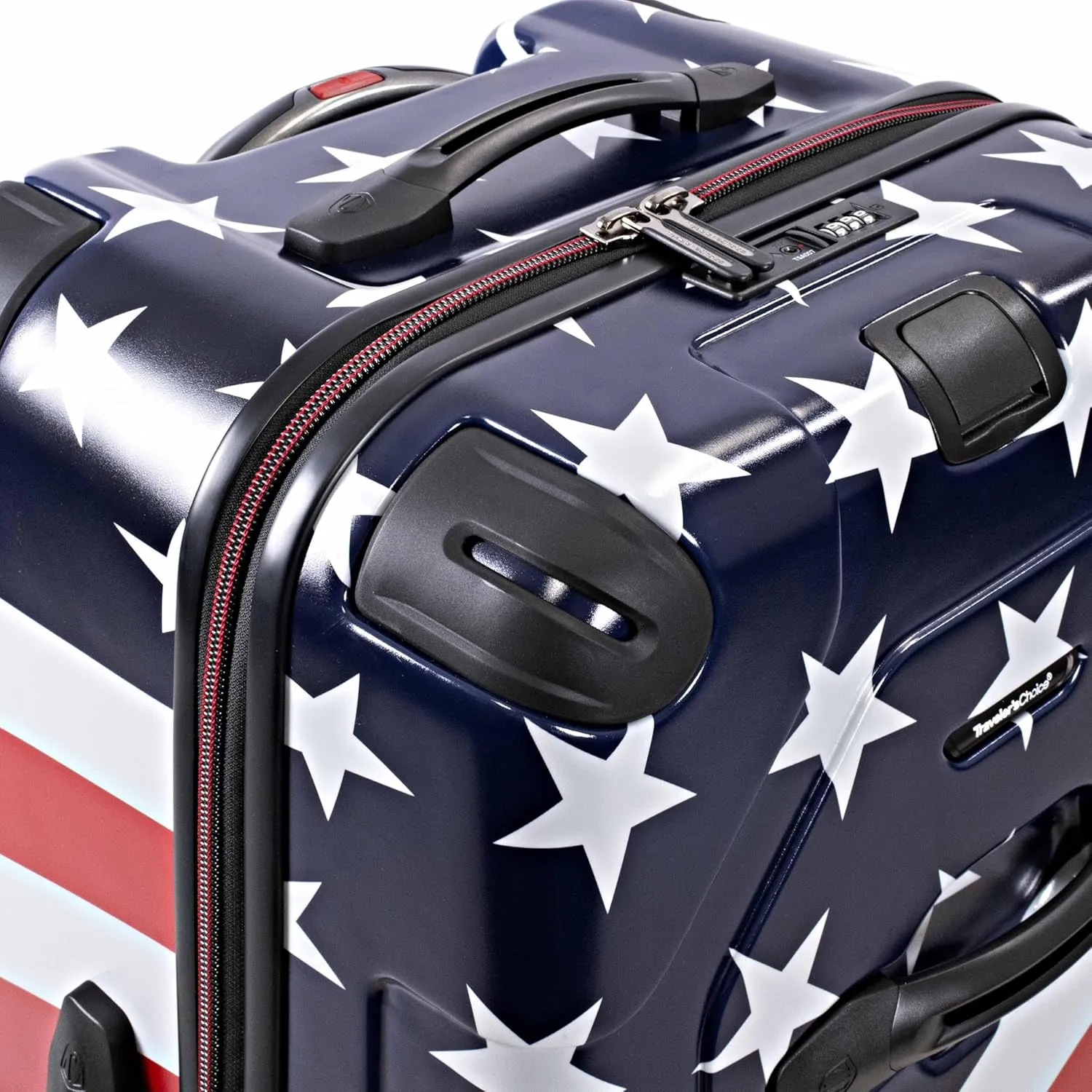 Traveler's Choice Maxporter II Hardside Polycarbonate Suitcase with Spinner Wheels, American Flag, 30" Trunk Luggage